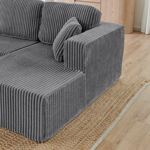 English Elm Leisure Chenille Two Seat Manual Reclining Sofa with USB Port and Storage Ottoman Gray W487S00632