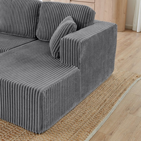 English Elm Leisure Chenille Two Seat Manual Reclining Sofa with USB Port and Storage Ottoman Gray W487S00632