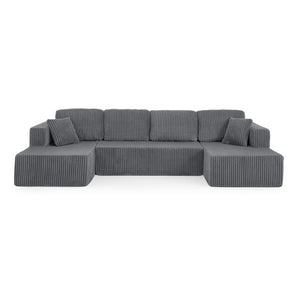 English Elm Leisure Chenille Two Seat Manual Reclining Sofa with USB Port and Storage Ottoman Gray W487S00632