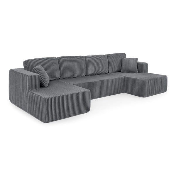 English Elm Leisure Chenille Two Seat Manual Reclining Sofa with USB Port and Storage Ottoman Gray W487S00632
