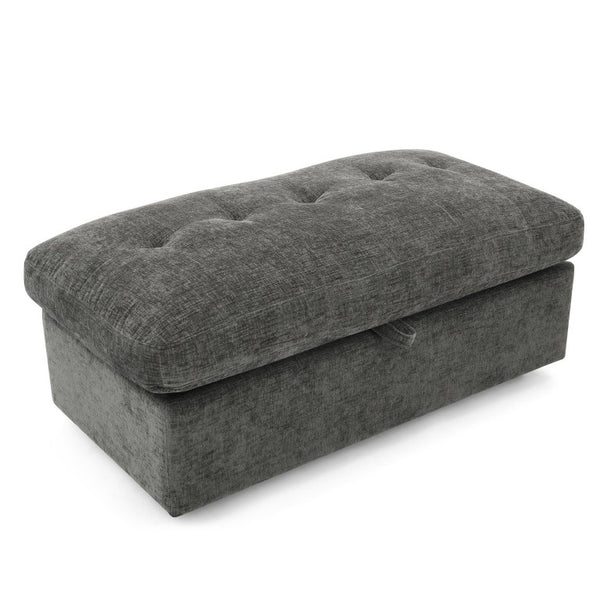 English Elm Leisure Chenille Reclining Loveseat with USB Port Phone Stand and Storage Ottoman Gray W487S00633