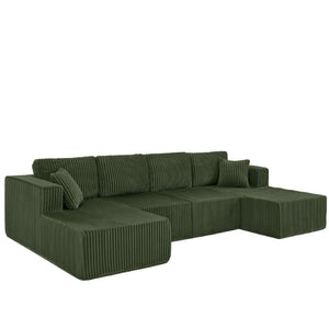 English Elm Leisure Chenille Reclining Loveseat with USB Port Phone Stand and Storage Ottoman Green W487S00634