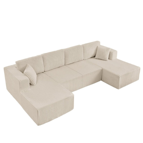 English Elm Leisure Chenille Reclining Loveseat with USB Port Phone Stand and Storage Ottoman Beige W487S00635