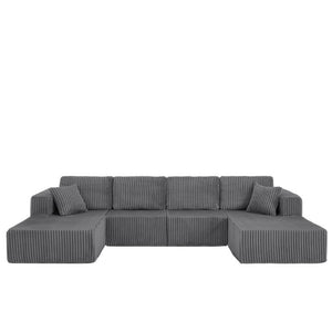 English Elm Leisure Chenille Reclining Loveseat with USB Port Phone Stand and Storage Ottoman Dark Gray W487S00636