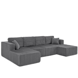 English Elm Leisure Chenille Reclining Loveseat with USB Port Phone Stand and Storage Ottoman Dark Gray W487S00636