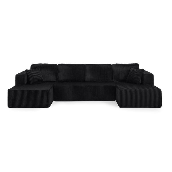 English Elm U Shape Modular Sectional with Terrycloth Upholstery Foam Fill Sleeper Sofa W487S00638