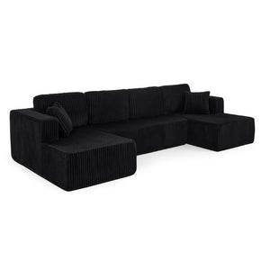 English Elm U Shape Modular Sectional with Terrycloth Upholstery Foam Fill Sleeper Sofa W487S00638