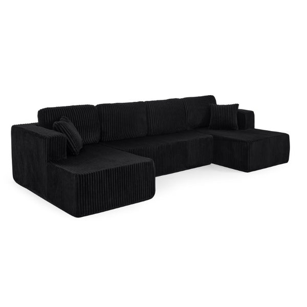 English Elm U Shape Modular Sectional with Terrycloth Upholstery Foam Fill Sleeper Sofa W487S00638