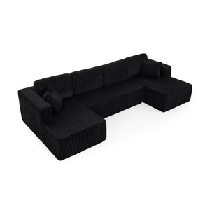English Elm U Shape Modular Sectional with Terrycloth Upholstery Foam Fill Sleeper Sofa W487S00638