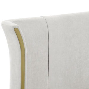 English Elm King Wingback Upholstered Bed Soft Chenille Fabric Tall Padded Headboard Bedroom King Beige W487S00641