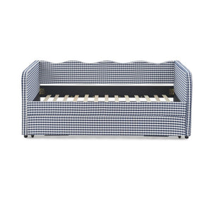 English Elm Twin‑size Gingham Daybed Sofa with Pull-Out Trundle Converts to King Sleeping Surface W487S00655