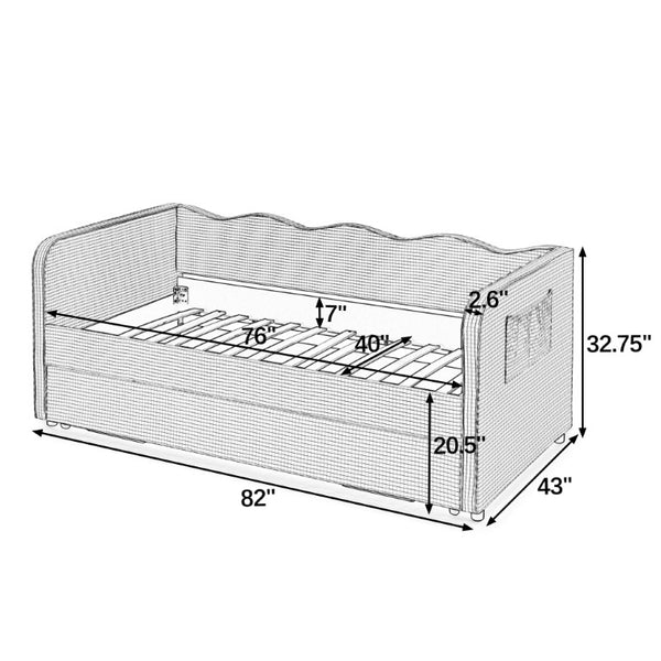 English Elm Twin‑size Gingham Daybed Sofa with Pull-Out Trundle Converts to King Sleeping Surface W487S00655