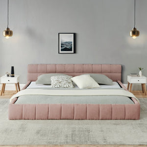 English Elm California King Chenille Platform Bed Low Profile Upholstered Frame No Box Spring W487S00656