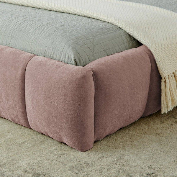 English Elm California King Chenille Platform Bed Low Profile Upholstered Frame No Box Spring W487S00656