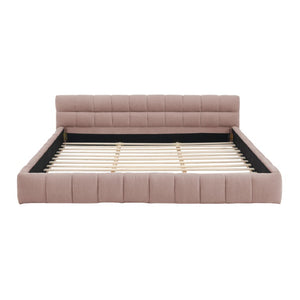 English Elm California King Chenille Platform Bed Low Profile Upholstered Frame No Box Spring W487S00656