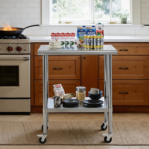 English Elm Stainless Steel NSF Prep Table with Locking Casters and Adjustable Undershelf W5006P397543