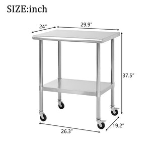 English Elm Stainless Steel NSF Prep Table with Locking Casters and Adjustable Undershelf W5006P397543