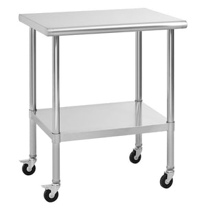 English Elm Stainless Steel NSF Prep Table with Locking Casters and Adjustable Undershelf W5006P397543