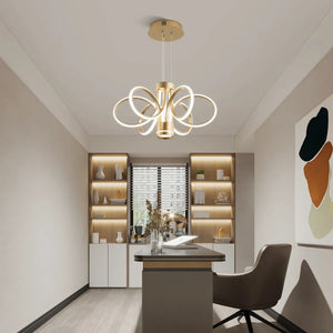 English Elm Modern Farmhouse Rectangular Led Chandelier Seeded Glass Gold Finish Dining Kitchen W5008P467003