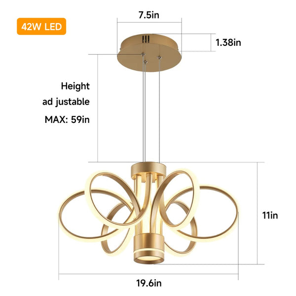 English Elm Modern Farmhouse Rectangular Led Chandelier Seeded Glass Gold Finish Dining Kitchen W5008P467003