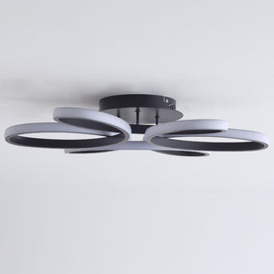 English Elm 23 Inch Six Ring Flower Flush Mount Led Ceiling Light Matte Black Dimmable Fixture W5008P467008