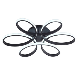 English Elm 23 Inch Six Ring Flower Flush Mount Led Ceiling Light Matte Black Dimmable Fixture W5008P467008
