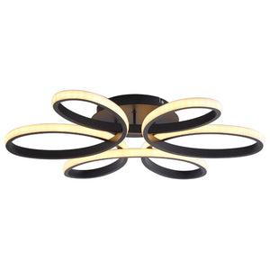 English Elm 23 Inch Six Ring Flower Flush Mount Led Ceiling Light Matte Black Dimmable Fixture W5008P467008