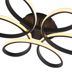 English Elm 23 Inch Six Ring Flower Flush Mount Led Ceiling Light Matte Black Dimmable Fixture W5008P467008