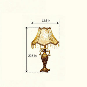 English Elm Classical Antique Brass Resin Table Lamp with Floral Fabric Shade for Bedroom Ambiance W5008P510515