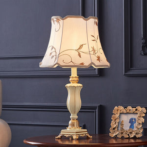 English Elm Beige Floral Gauze Farmhouse Table Lamp with Resin Base for Bedroom or Home Office W5008P510975