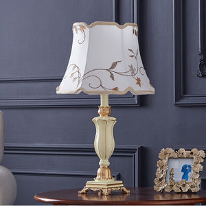 English Elm Beige Floral Gauze Farmhouse Table Lamp with Resin Base for Bedroom or Home Office W5008P510975