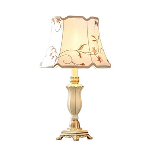 English Elm Beige Floral Gauze Farmhouse Table Lamp with Resin Base for Bedroom or Home Office W5008P510975