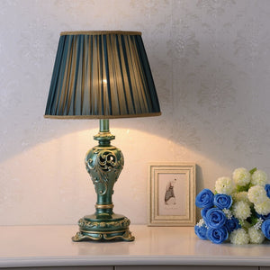 English Elm Farmhouse Carved Resin Table Lamp with Built-in Nightlight for Bedroom or Living Room W5008P511007