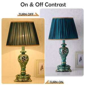 English Elm Farmhouse Carved Resin Table Lamp with Built-in Nightlight for Bedroom or Living Room W5008P511007