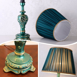 English Elm Farmhouse Carved Resin Table Lamp with Built-in Nightlight for Bedroom or Living Room W5008P511007