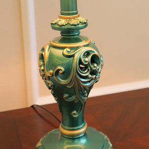 English Elm Farmhouse Carved Resin Table Lamp with Built-in Nightlight for Bedroom or Living Room W5008P511007