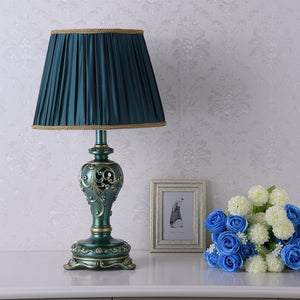English Elm Farmhouse Carved Resin Table Lamp with Built-in Nightlight for Bedroom or Living Room W5008P511007