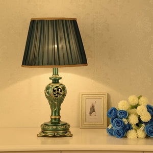 English Elm Farmhouse Carved Resin Table Lamp with Built-in Nightlight for Bedroom or Living Room W5008P511007