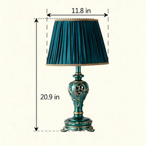 English Elm Farmhouse Carved Resin Table Lamp with Built-in Nightlight for Bedroom or Living Room W5008P511007
