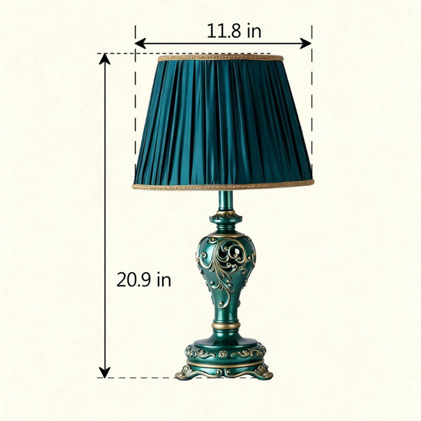 English Elm Farmhouse Carved Resin Table Lamp with Built-in Nightlight for Bedroom or Living Room W5008P511007