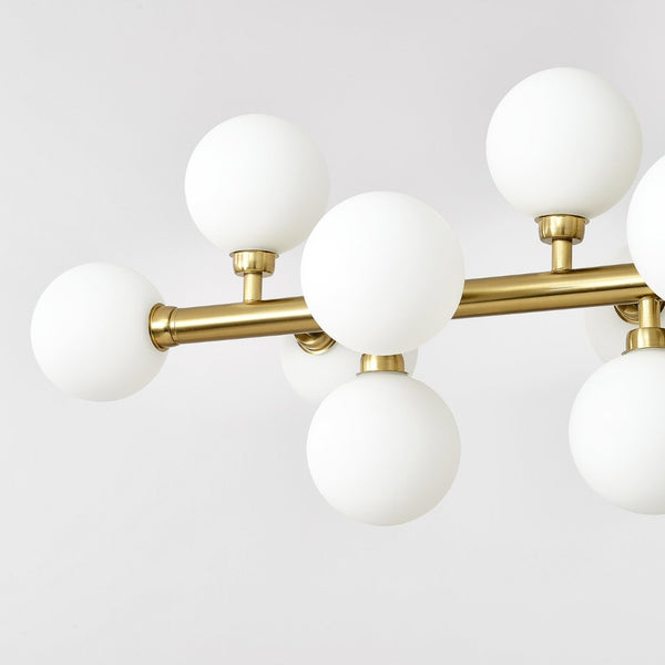 English Elm Pendant Chandelier with Seeded Glass Shades Sixteen Bulb Farmhouse Dining Fixture Gold W5008P511103
