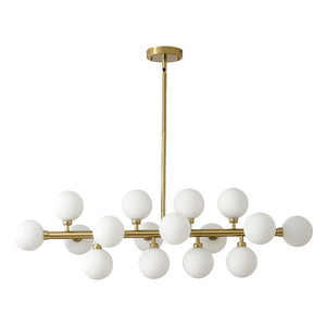 English Elm Pendant Chandelier with Seeded Glass Shades Sixteen Bulb Farmhouse Dining Fixture Gold W5008P511103