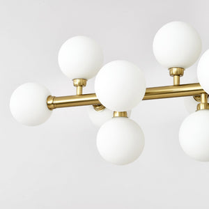 English Elm Pendant Chandelier with Seeded Glass Shades Sixteen Bulb Farmhouse Dining Fixture Gold W5008P511103