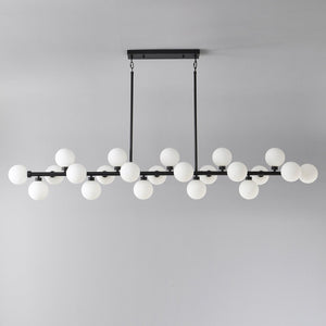 English Elm 75.6 Inch 22 Light Rectangular Chandelier Matte Black Frame Opal Glass Dining Room W5008P511136