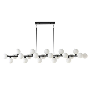 English Elm 75.6 Inch 22 Light Rectangular Chandelier Matte Black Frame Opal Glass Dining Room W5008P511136