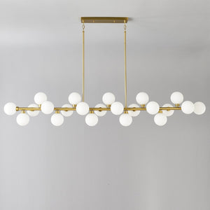 English Elm 75.6 Inch Rectangular 22-Light Pendant Opal Glass Gold Farmhouse Dining Fixture W5008P511143