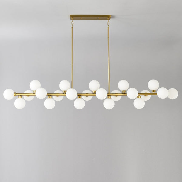 English Elm 75.6 Inch Rectangular 22-Light Pendant Opal Glass Gold Farmhouse Dining Fixture W5008P511143