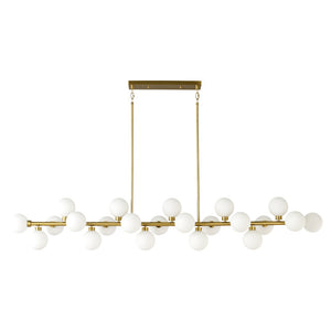 English Elm 75.6 Inch Rectangular 22-Light Pendant Opal Glass Gold Farmhouse Dining Fixture W5008P511143