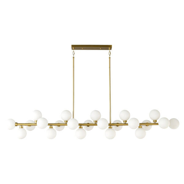 English Elm 75.6 Inch Rectangular 22-Light Pendant Opal Glass Gold Farmhouse Dining Fixture W5008P511143