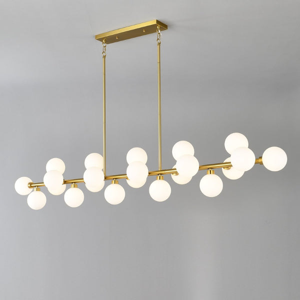 English Elm 75.6 Inch Rectangular 22-Light Pendant Opal Glass Gold Farmhouse Dining Fixture W5008P511143
